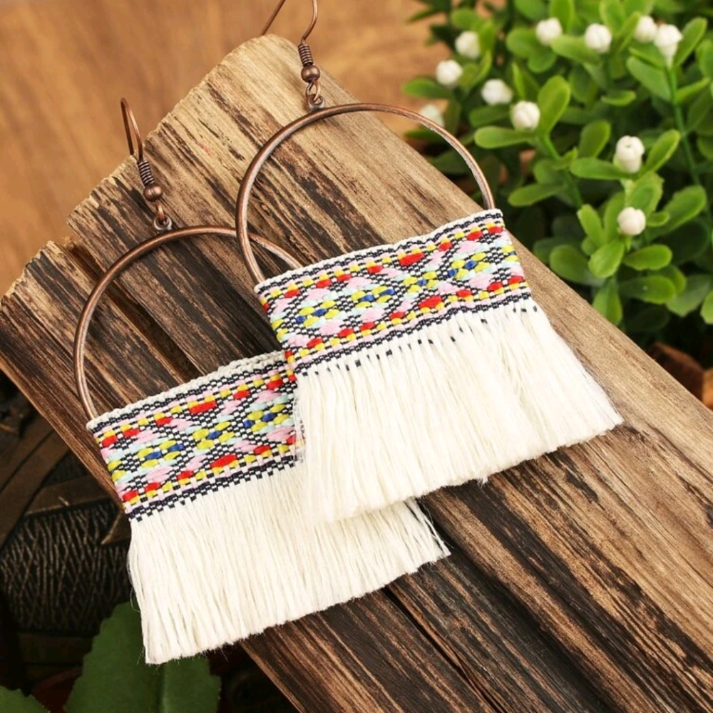 🍉5 for $25* Boho Tassel Hoop Earrings